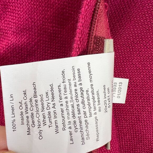 Pottery Barn 20x20 Magenta Pink Linen Pillow Cover with Jute Braided 3 Available - Picture 5 of 6